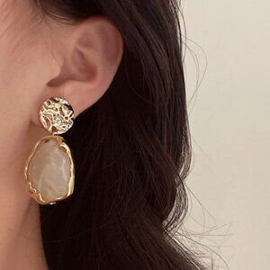 Textured Metal Geometric Drop Earrings